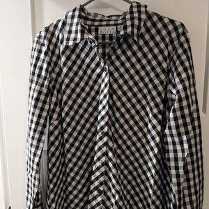 Long Sleeve Black and White Checkered Women's Shirt Medium by Joan Rivers